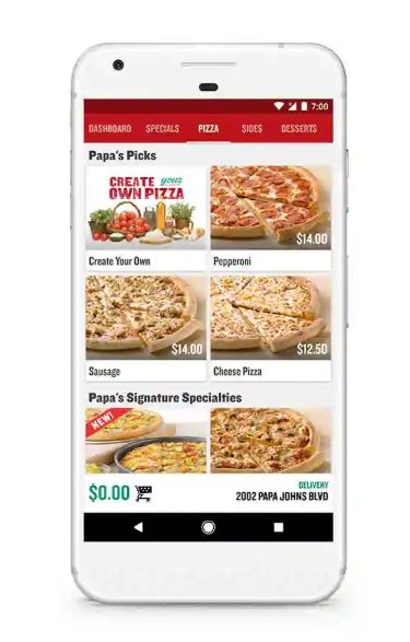 papa johns Delivery app