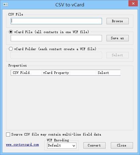 Convert the XLSX and XLS files to vCard VCF file