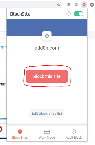Block Websites using Blocksite extension