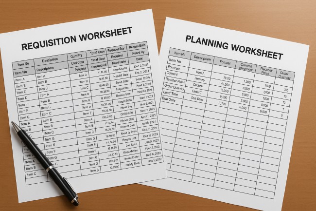 Requisition and Planning Worksheets