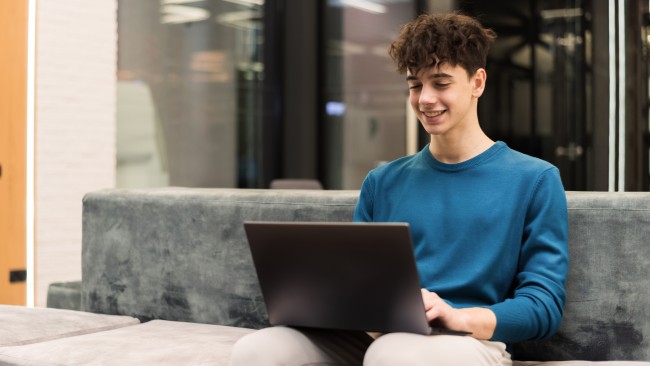 College Student Using Laptop