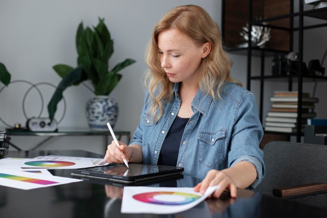 Female Working on Brand Identity